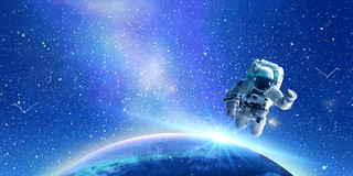 蓝色唯美星空星球航空航天中国航天日展板背景